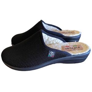 Fly Flot Black Mesh Comfort Mules Shoes